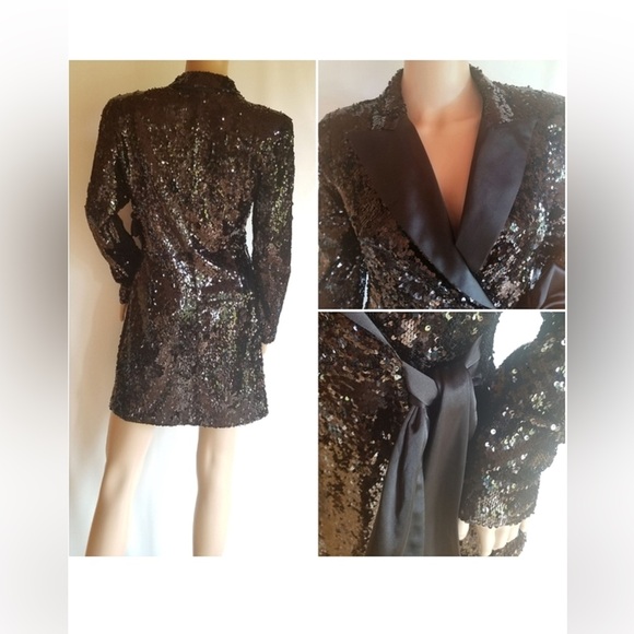 Black Zara Sequin Wrap Dress - Picture 3 of 4